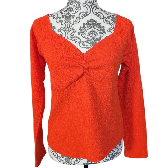 Anthropologie Maeve Sweetheart Top Orange Textured Feminine Dainty Women's Med - Picture 2 of 11